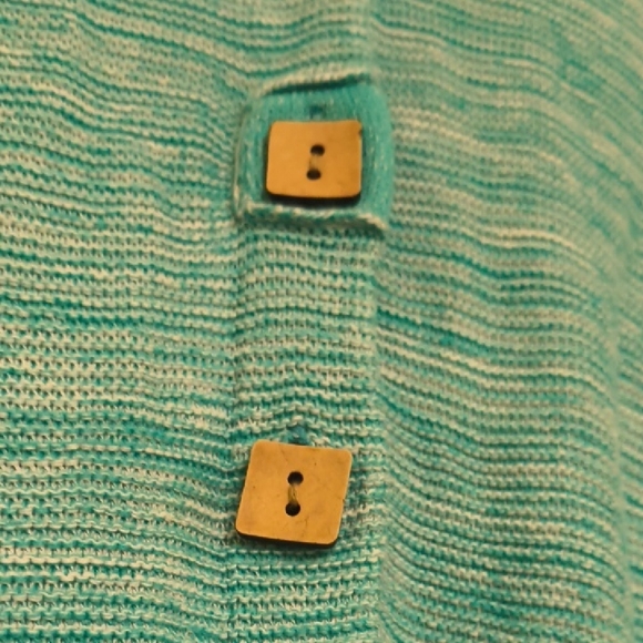 Coldwater Creek Turquoise Cardigan with Wooden Buttons - Picture 7 of 15